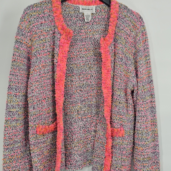 For The Republic Pink Multicolor Tweed Cardigan - Picture 4 of 12